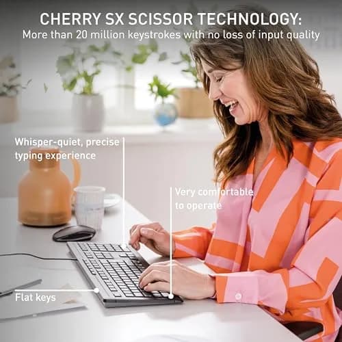 Cherry Stream Keyboard | Wired Slim Whisper Quiet Silent Keys Black | 18.23 in (46.3 cm) Length thumbnail 2