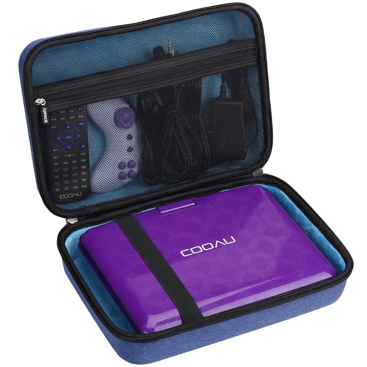 Aproca Hard Storage Case for 11.5"-12.5" Portable DVD Players | Blue EVA Carrying Case with Mesh Pocket - main product image