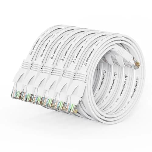 CableGeeker Cat 6 Flat Ethernet Cable 1ft | 10Gbps, White, Ultra Slim Flat Design thumbnail 1