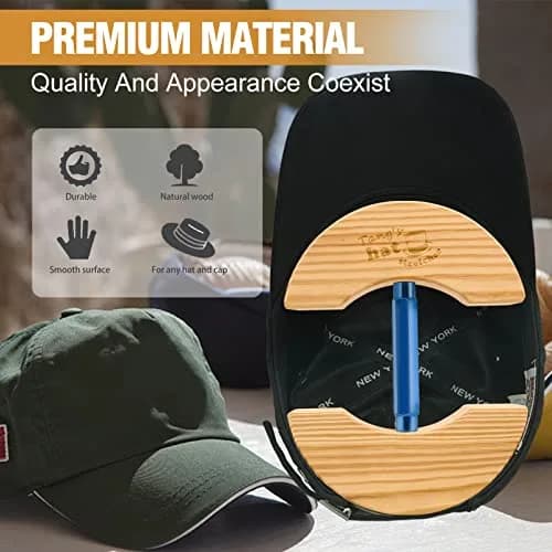 Tang's Adjustable Wooden Hat Stretcher for Fitted Hats, Small Blue | Maintains Hat Shape & Size thumbnail 3