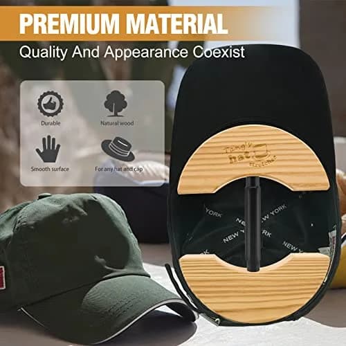 Tang's Solid Wood Hat Stretcher & Size Expander for Fitted Hats, Baseball Caps & Cowboy Hats, Hand-Polished Hat Block with Adjustable Turnbuckle (17-22.5 cm) | Restores Shape & Prevents Warping thumbnail 3