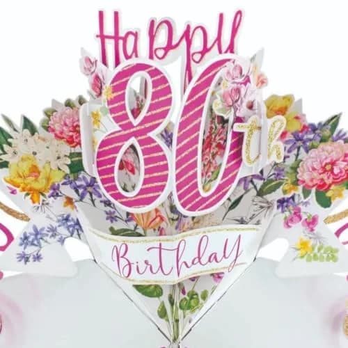 Second Nature Pop Ups Happy 80th Birthday Pop-Up Greeting Card 21cm x 25cm | Unique 3D Elastic Trigger thumbnail 3