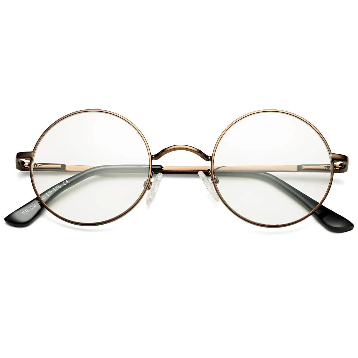 Pro Acme Non Prescription Clear Lens Glasses Retro Small Round Metal Frame (Bronze) | Classic Style & Comfort