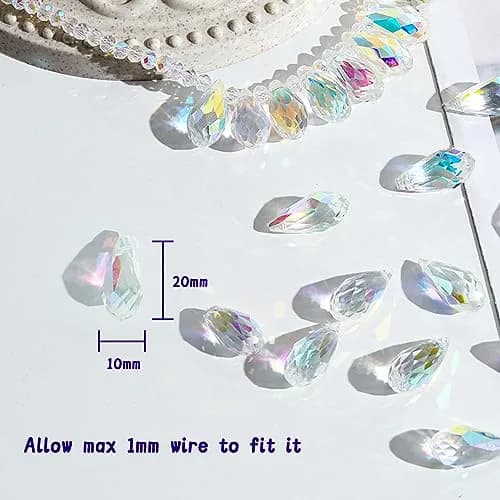 LONGWIN 36pcs AB Teardrop Crystal Beads 10x20mm | Faceted Glass Beads for Jewelry Making thumbnail 5