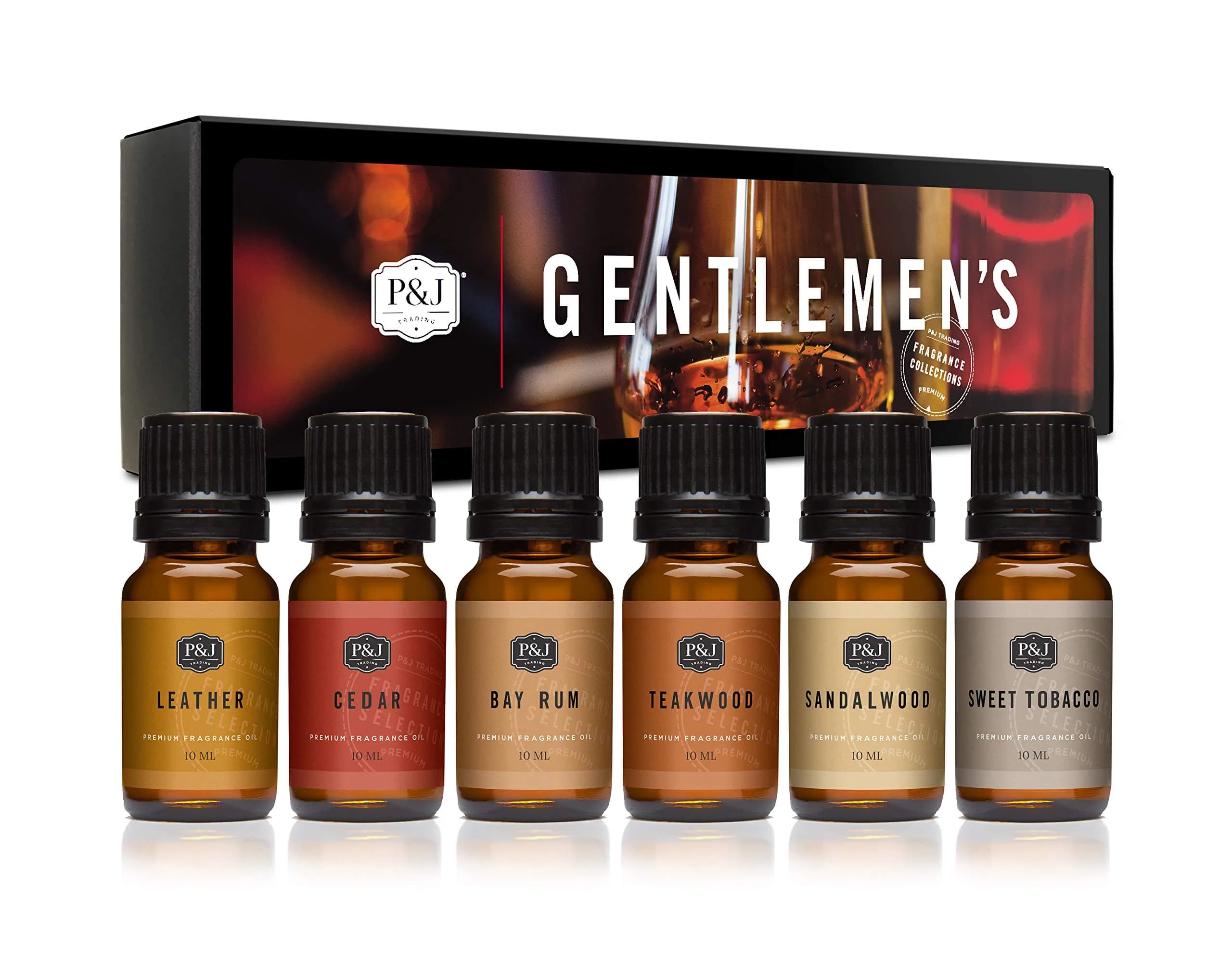 P&J Trading Gentlemen's Set Fragrance Oils for Diffusers & Candle Making, 6 x 10ml Bottles | USA Imported Aromatherapy Scents
