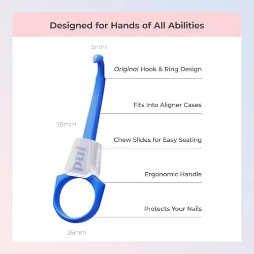 PUL 2-in-1 Aligner Removal Tool and Chewies for Invisalign Aligners, Retainers and Trays - Patented Invisalign Remover Tool for Easy Removal & Secure Fit - Pack of 1, Pink thumbnail 4