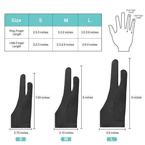 Mixoo Two-Finger Artist Gloves Medium (2-Pack) | Palm Rejection for Digital Drawing & Sketching thumbnail 4