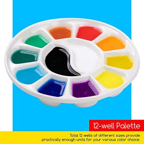 MEEDEN 12-Well Round Porcelain Watercolor Paint Palette 7-Inch | Smooth, Non-Staining Surface for Studio & Field thumbnail 4