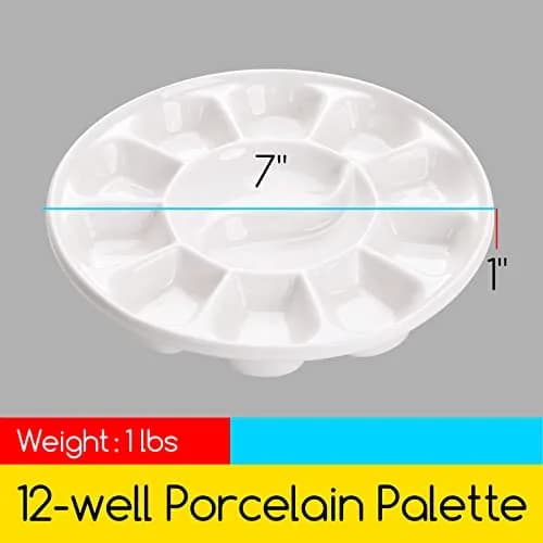 MEEDEN 12-Well Round Porcelain Watercolor Paint Palette 7-Inch | Smooth, Non-Staining Surface for Studio & Field thumbnail 2