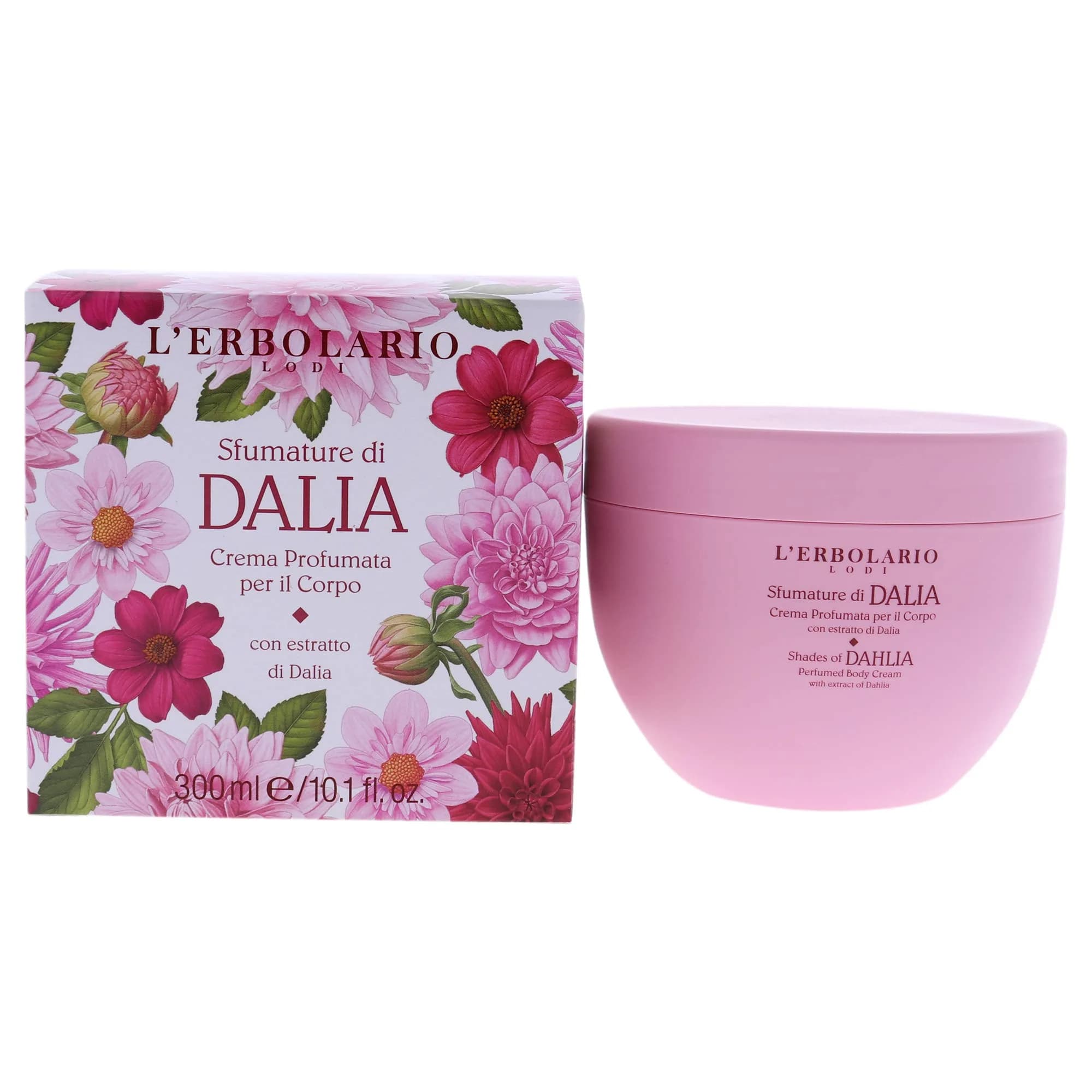 L'Erbolario Body Cream - Moisturizing Body Butter - Floral Citrus Scent Skin Care with Dahlia Extract and Olive Butter - 10.1 oz - main product image
