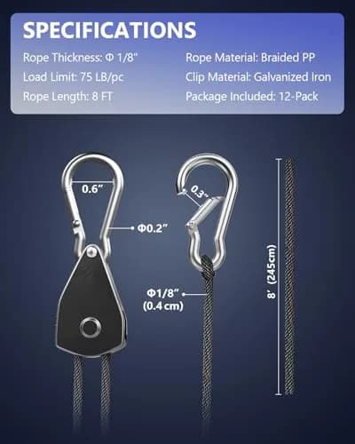 VIPARSPECTRA Heavy Duty Ratchet Tie Down Straps 1/8" 12-Pack | 408 kg (900 lbs) Load Capacity thumbnail 7