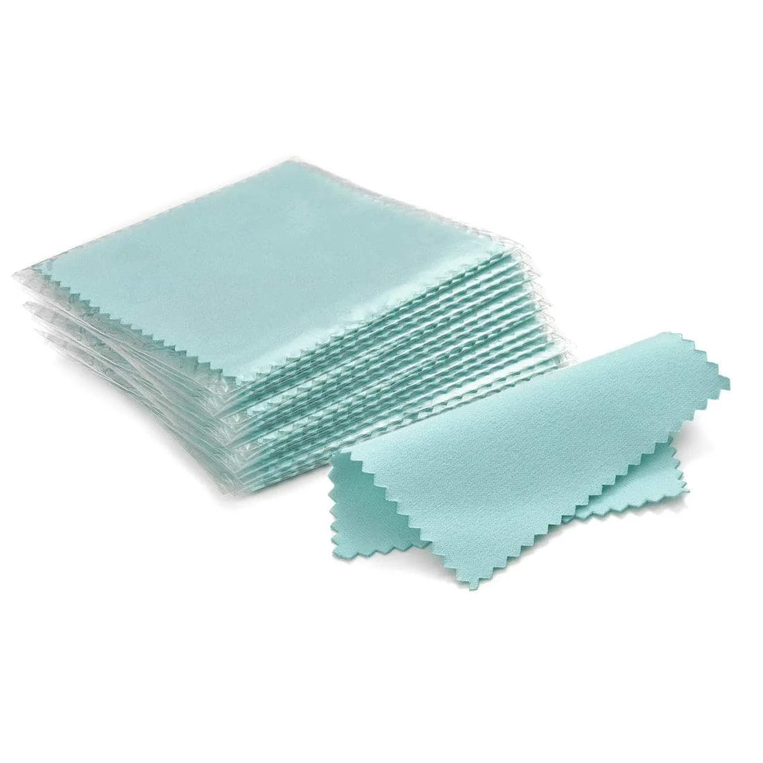 SEVENWELL 100pcs Pink Jewelry Cleaning Cloths 8cm x 8cm | Individually Wrapped Silver Polishing Towels — B-50pcs-turquoise