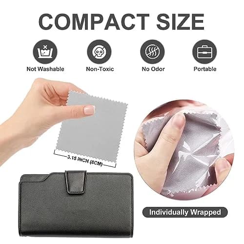 SEVENWELL 50pcs Gray Jewelry Cleaning Cloths 8cm x 8cm | Polishes Sterling Silver, Gold, Platinum thumbnail 2