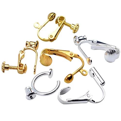 Aylifu Clip-on Earring Converters 12 Pairs (24 Pieces) | 6 Styles Golden & Silver Findings for Non-Pierced Ears thumbnail 3