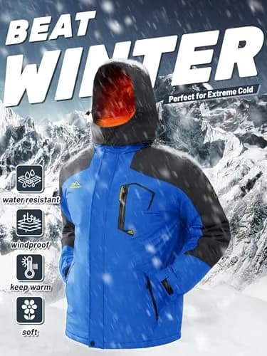 TACVASEN Men's Ski Jacket Winter Waterproof Snow Coat XX-Large | Hooded Fleece Lined with 5 Pockets thumbnail 6