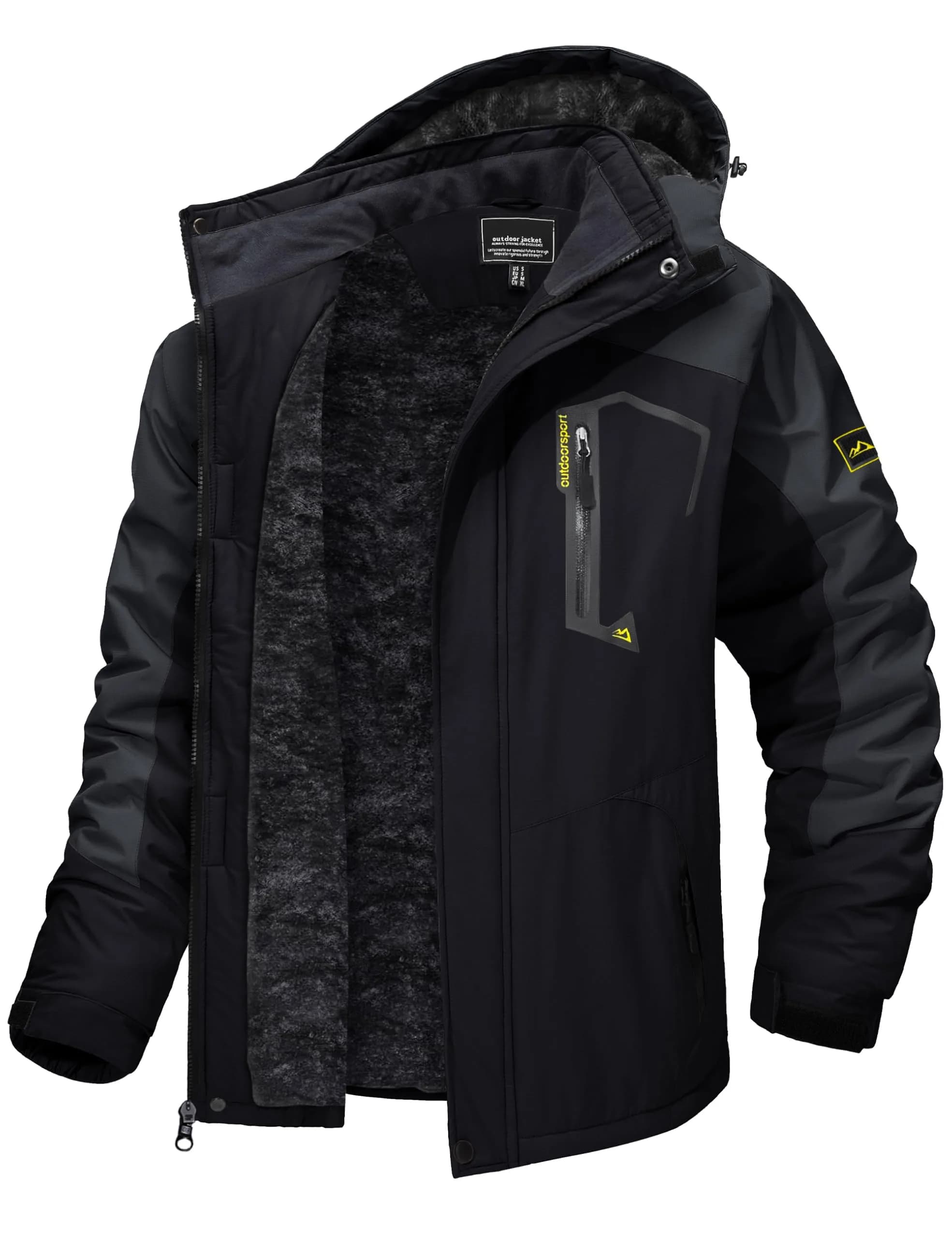 TACVASEN Men's Waterproof Ski Snowboarding Jacket with Fleece Lining, Denim Blue, Large | Warm Winter Coat for Cold Weather Sports — #215 Grey Black / X-Large