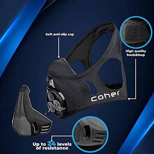 coher Workout Mask Breathing Mask for Men and Women - Adjustable Resistance Levels - Increase Lung Capacity and Endurance - Ideal for Jogging, Sports, Cycling, Fitness thumbnail 2