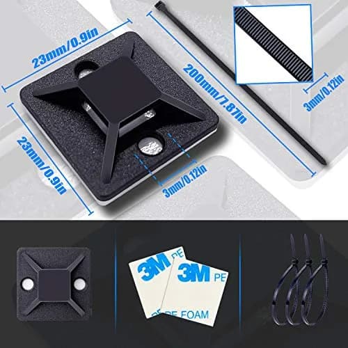 HUASAI Black 100 Pack Cable Tie Mounts with Zip Ties | Organize Wires Indoors & Outdoors thumbnail 2