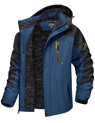 TACVASEN Men's Waterproof Ski Snowboarding Jacket with Fleece Lining, Denim Blue, Large | Warm Winter Coat for Cold Weather Sports thumbnail 1