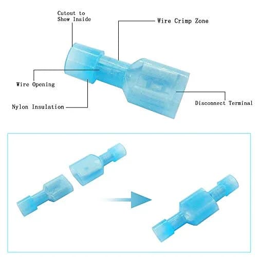 MCIGICM 16-14 Gauge Spade Disconnect Wire Connectors 200 Pcs | Fully Insulated Nylon Terminals for Electrical Wiring thumbnail 3