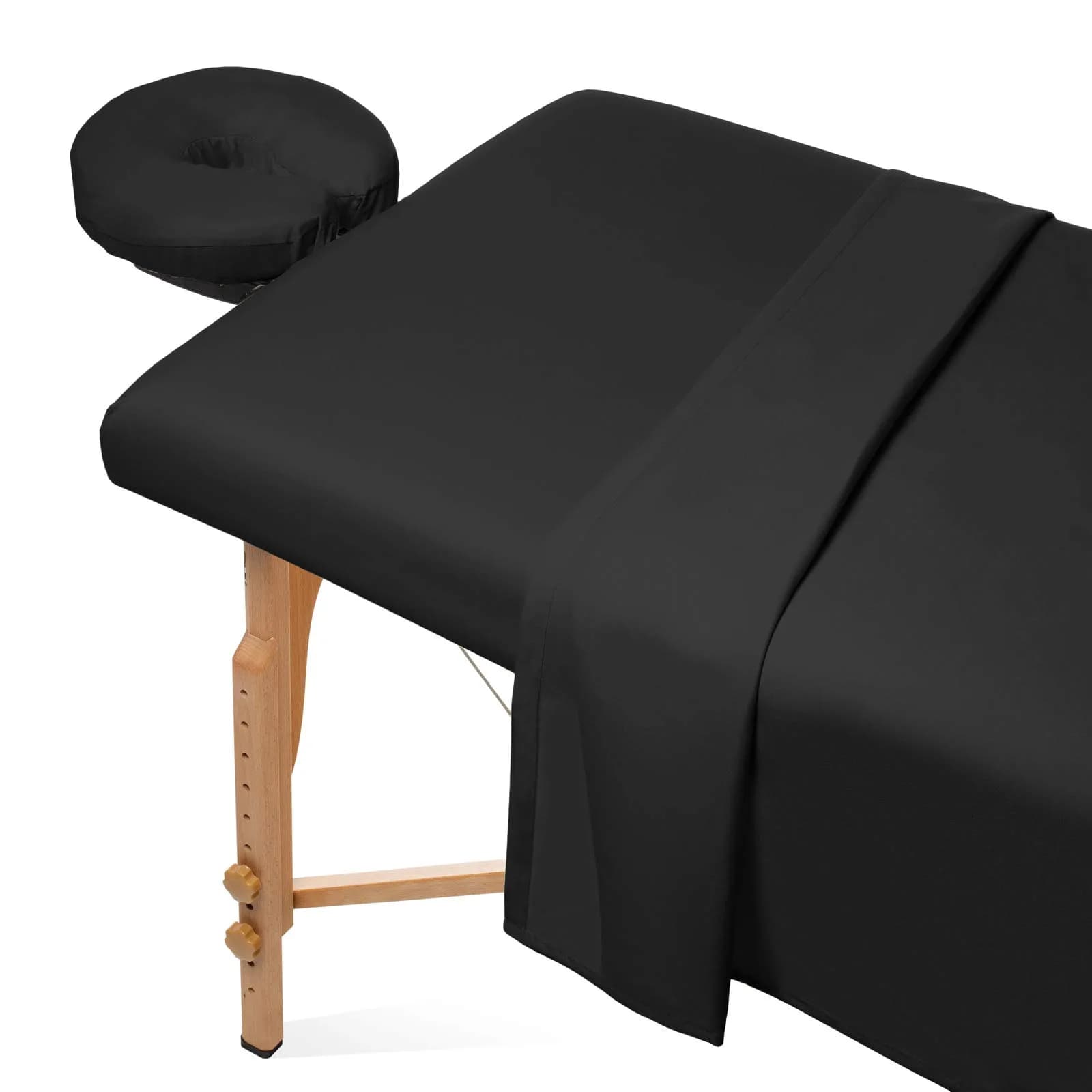 Saloniture 3-Piece Microfiber Massage Table Sheet Set - Premium Facial Bed Cover - Includes Flat and Fitted Sheets with Face Cradle Cover - Black | Ultra-Light Microfiber Comfort - main product image
