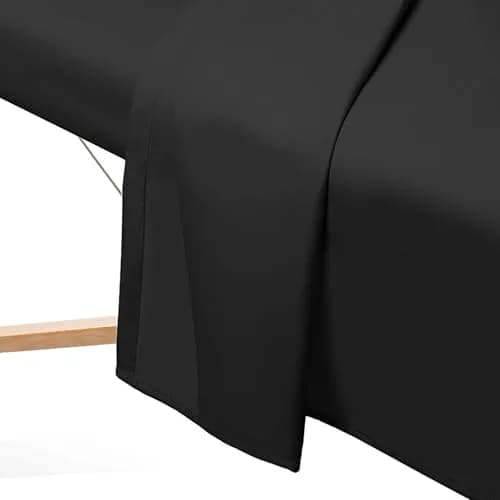 Saloniture 3-Piece Microfiber Massage Table Sheet Set - Premium Facial Bed Cover - Includes Flat and Fitted Sheets with Face Cradle Cover - Black | Ultra-Light Microfiber Comfort thumbnail 4