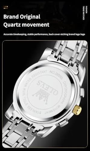 OLEVS Silver Luxury Men's Watch Analog Quartz Chronograph with Luminous Dial, 41mm Case | Imported for India thumbnail 11