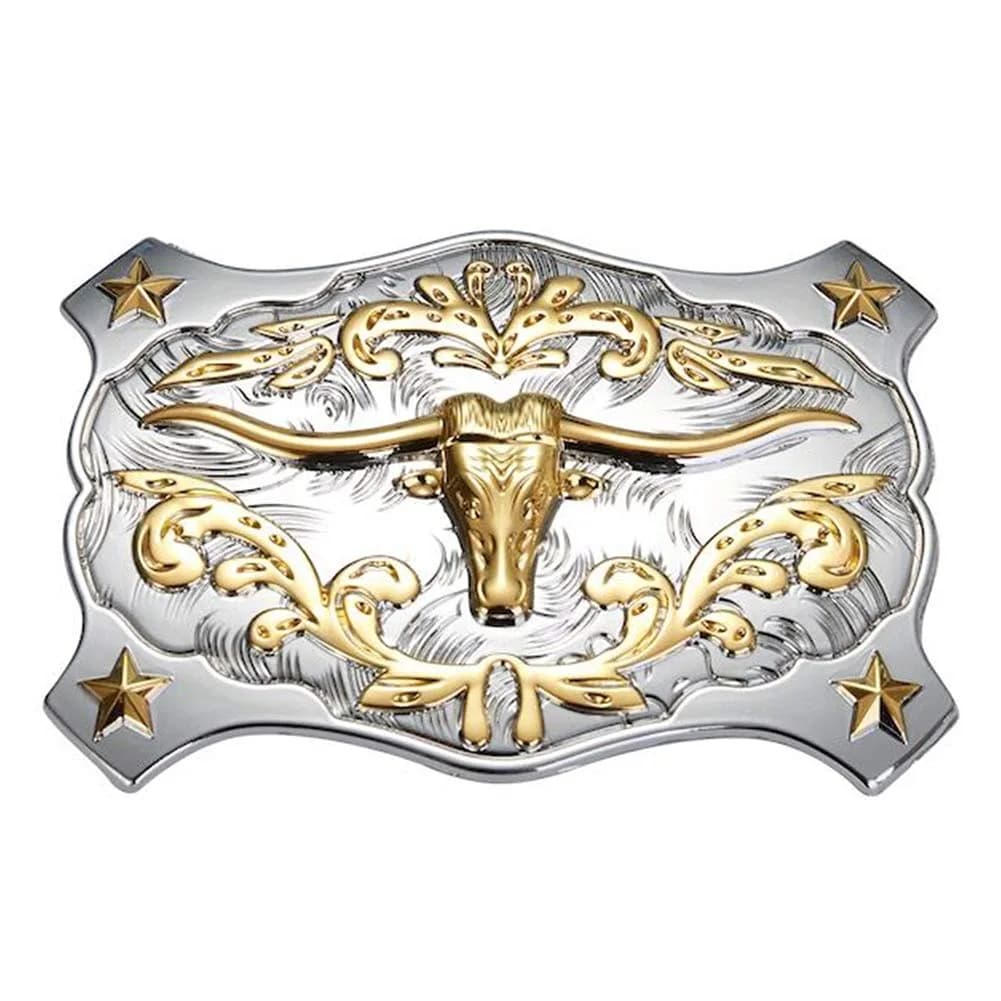 HUABOLA CALYN Longhorn Bull Belt Buckle for Men - Western Rodeo Texas Cowboy Large Buckle 9.7cm x 7cm (3.82" x 2.76") - main product image