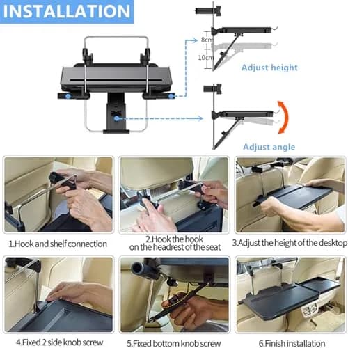 Xergur 2-in-1 Car Steering Wheel Tray & Back Seat Headrest Tray | Portable Workstation & Eating Desk thumbnail 5