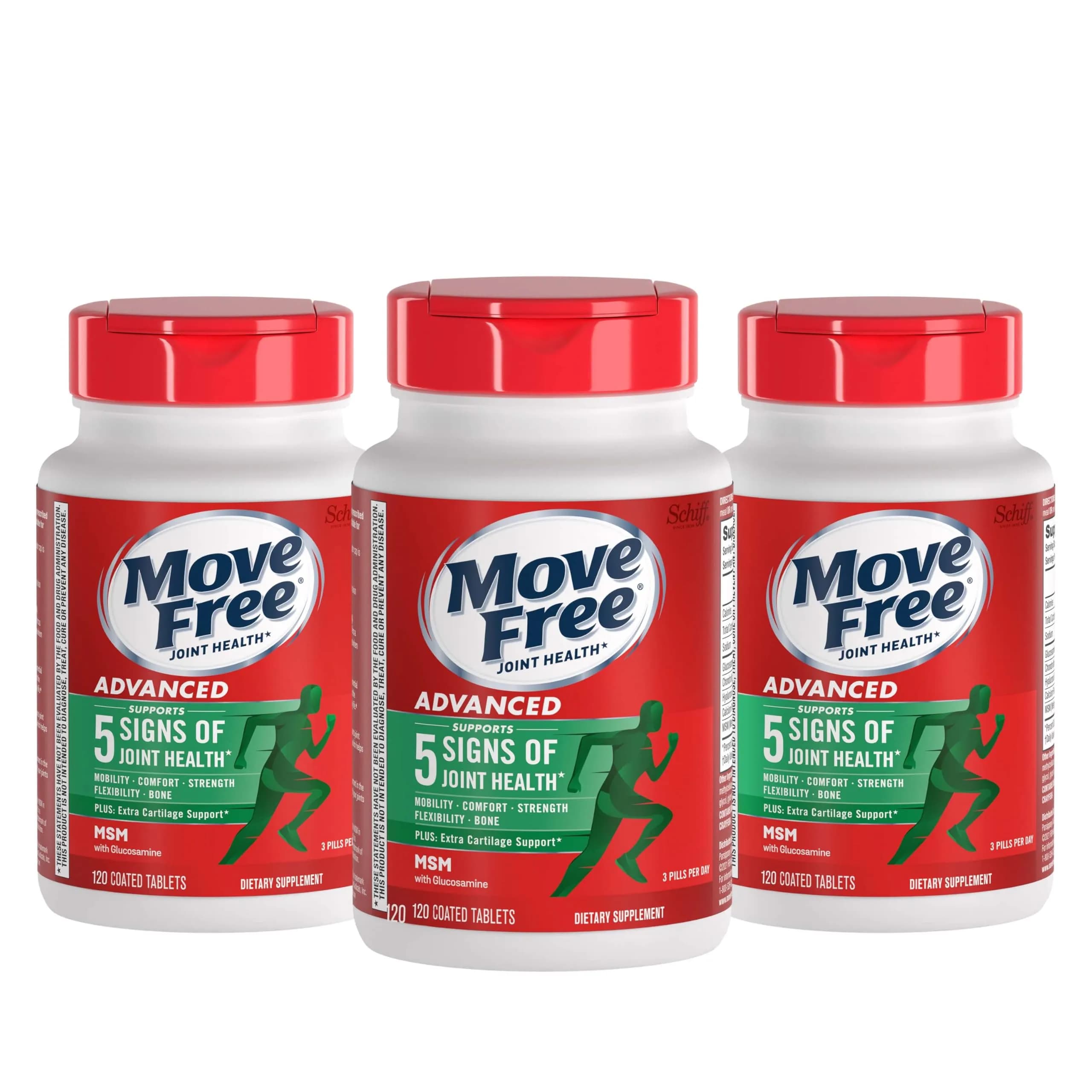Move Free Advanced Joint Support Glucosamine Chondroitin MSM Tablets 360 Count (120 Count x 3) | Supports 5 Signs of Joint Health