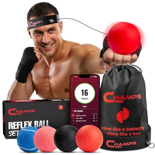 Champs MMA Reflex Ball Set with Punch Counter | 4 Varying Weights, Headband & Strings thumbnail 1