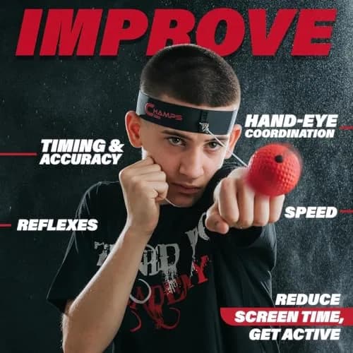 Champs MMA Reflex Ball Set with Punch Counter | 4 Varying Weights, Headband & Strings thumbnail 2