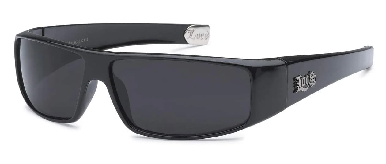 Locs 9035 Black Sunglasses | Polarized Retro Wrap-Around Style (1 oz)