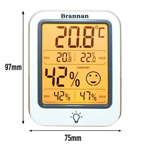 Brannan Digital Room Thermometer Hygrometer with Backlight & Max Min Recording, -50°C to 70°C (25.6°F to 158°F) | Monitors Indoor Temperature and Humidity Accurately thumbnail 8