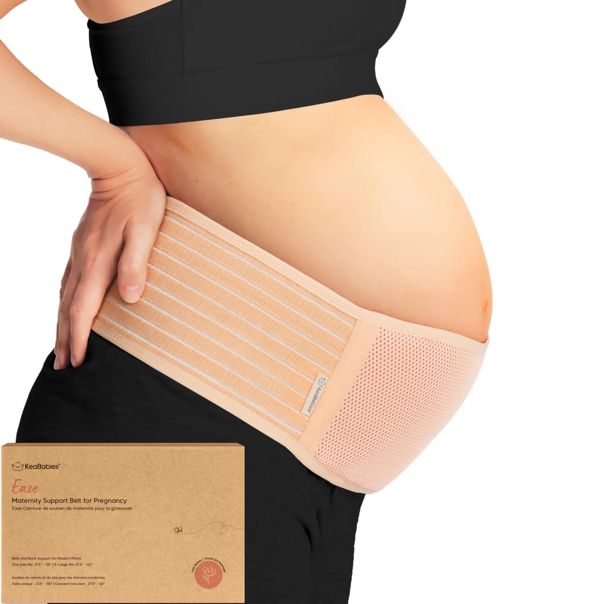 KeaBabies Maternity Belly Band Classic Ivory XL | 360° Ergonomic Support for Pregnancy