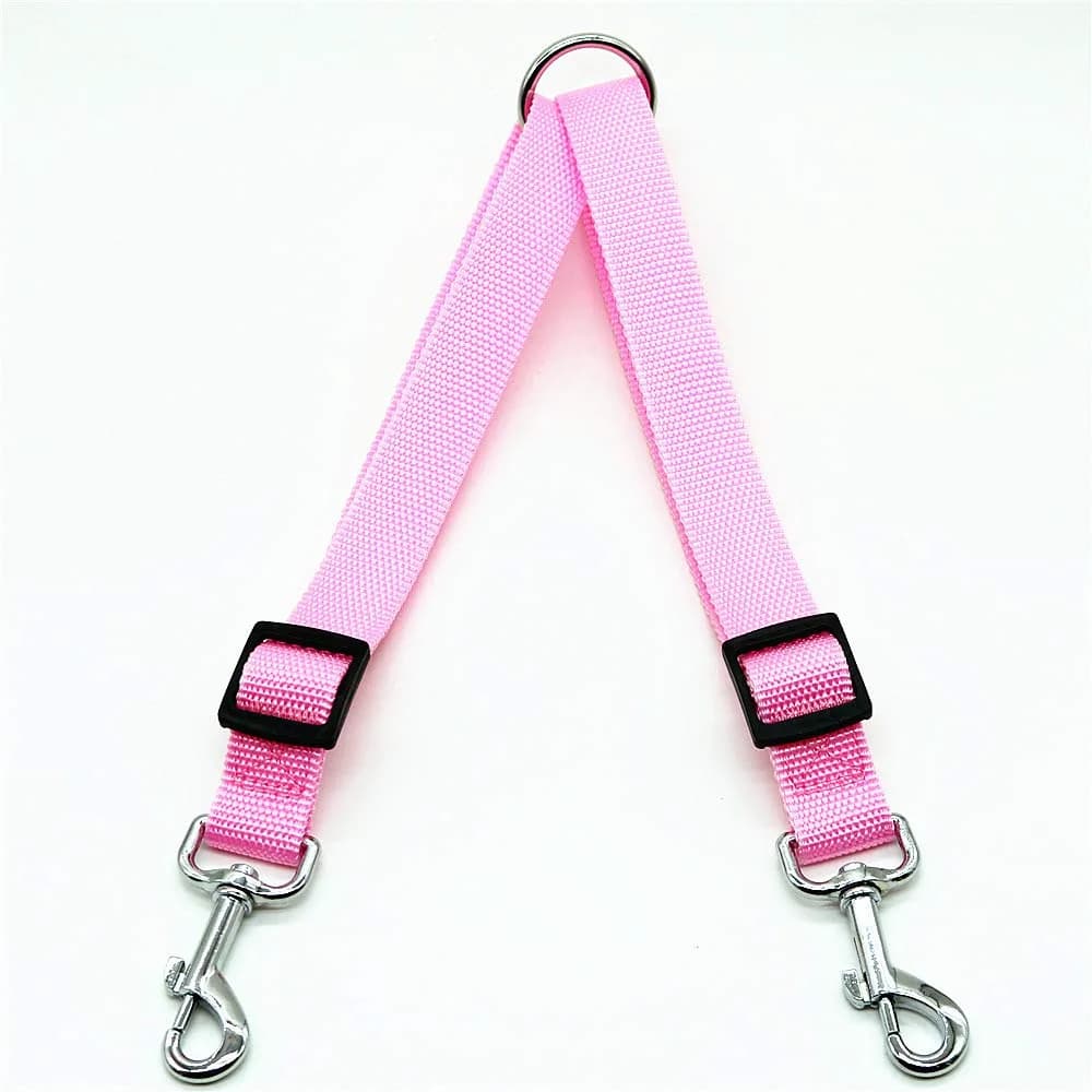 Shuiniba Pink Dog Leash Coupler for Two Small Dogs | Adjustable 16-23 Inches - main product image