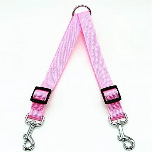 Shuiniba Pink Dog Leash Coupler for Two Small Dogs | Adjustable 16-23 Inches thumbnail 1