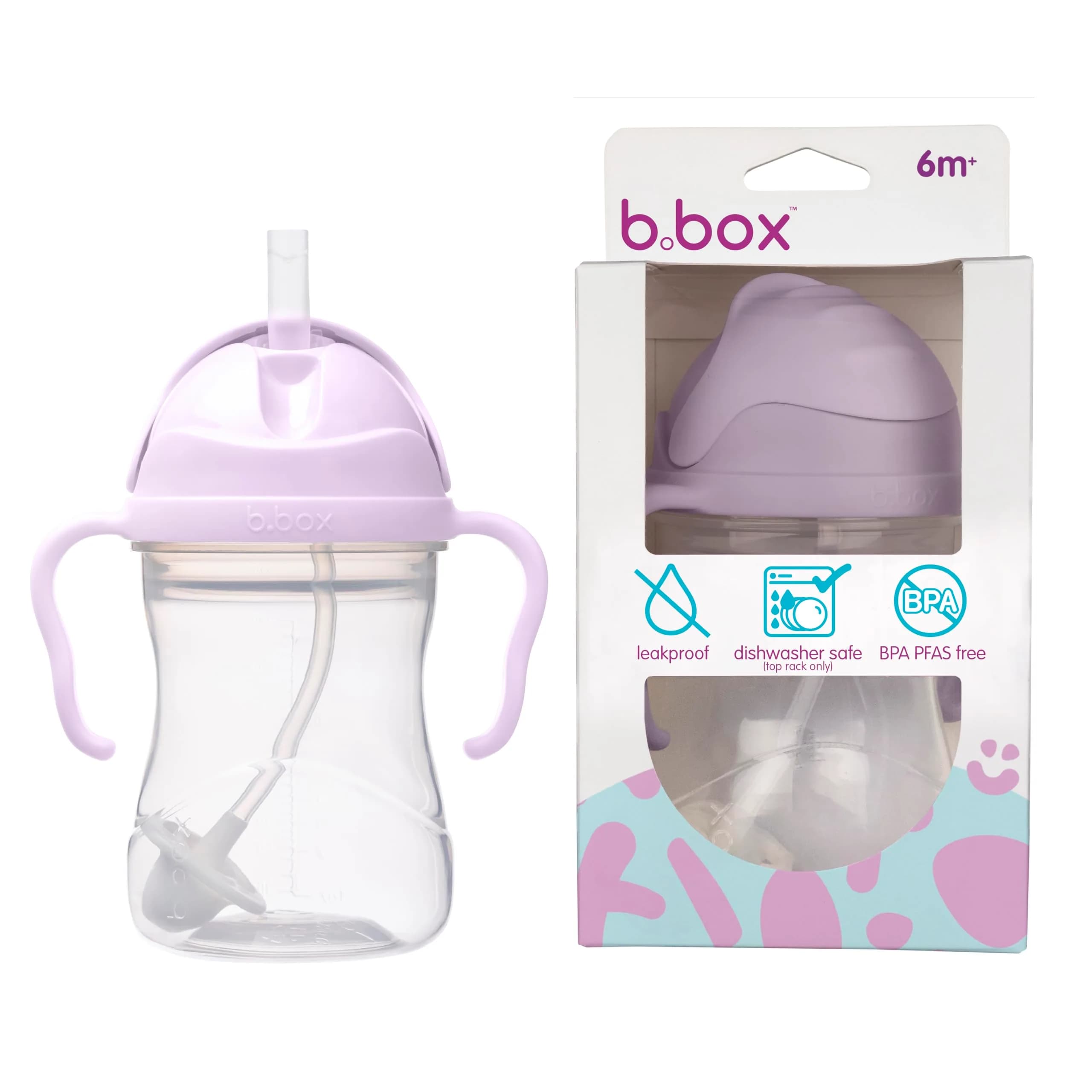 b.box Sippy Cup with Weighted Straw, Toddler Straw Cup, Spill Proof, 237ml (8oz) | Innovative Weighted Straw for All Angles - main product image