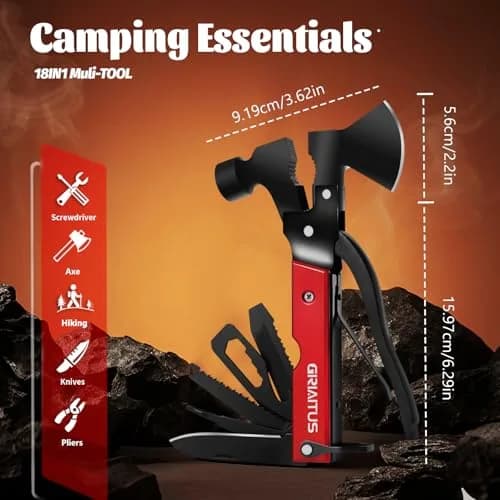 GIRIAITUS 18 in 1 Multitool Camping Accessories Gifts for Men Survival Gear | Heavy Duty Stainless Steel thumbnail 2