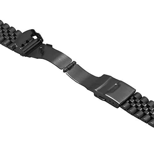 Juntan 20mm Stainless Steel Watch Band Black | Curved Ends Tapered Metal Watch Strap with Deployment Clasp thumbnail 4