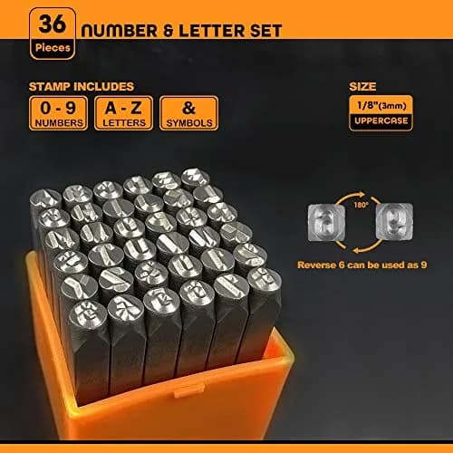 OWDEN Professional 36Pcs Steel Metal Stamping Tool Set, 3mm (1/8") | Alloy Steel for Jewelry Craft thumbnail 2