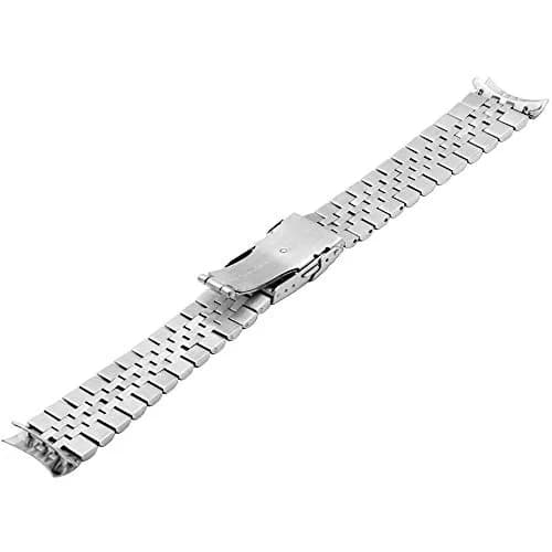 Juntan 22mm Stainless Steel Watch Band Curved Ends, Metal Tapered Watch Strap with Deployment Clasp | Solid Half-Moon 5 Beads thumbnail 8