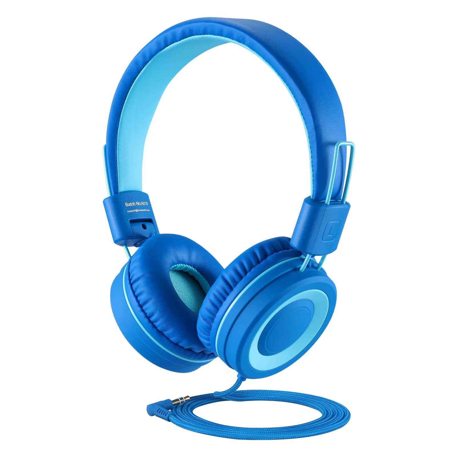 Noot Products K11 Kids Headphones Wired 3.5mm Jack Soft Pink | Tangle-Free, Adjustable & Foldable — Skyline blue