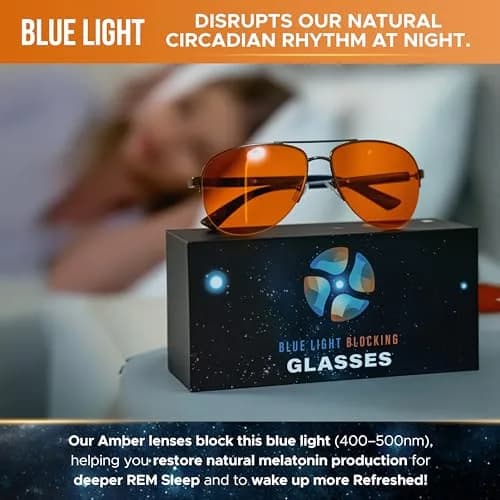 ELEMENT LUX Blue Light Blocking Glasses | 99% Dark Amber Lenses, 62mm Lens Width | Better Sleep, Gaming, Eyestrain Relief thumbnail 8