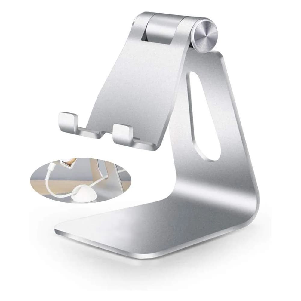 Emoly Portable Electronic Device Stand Silver | Adjustable, Heavy-Duty Aluminum, Universal Compatibility