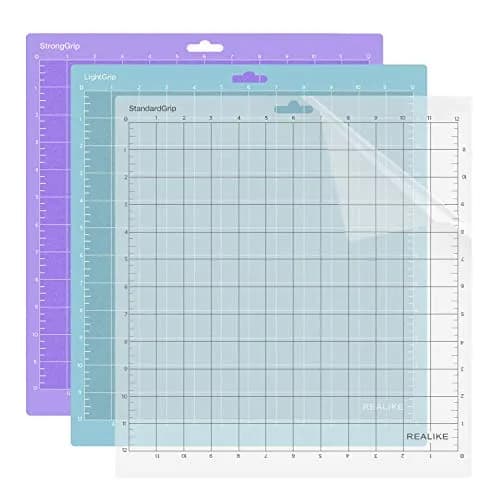 REALIKE 12x12 Inch Cutting Mat Set (3 Mats: LightGrip, StandardGrip, StrongGrip) | Gridded Adhesive Non-Slip Mat for Silhouette Cameo Crafts, Quilting, Sewing thumbnail 1