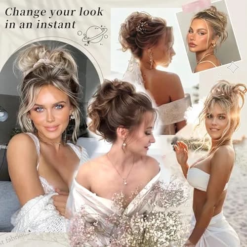 HMD Tousled Updo Messy Bun Hair Piece Ponytail Hairpieces for Women | Casual, Heat-Resistant Synthetic Hair 45g thumbnail 4