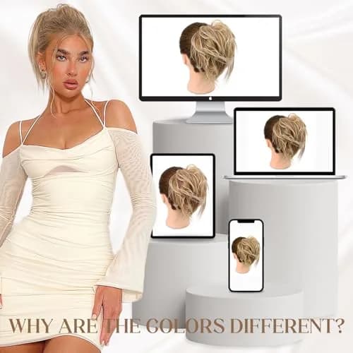 HMD Tousled Updo Messy Bun Hair Piece Ponytail Hairpieces for Women | Casual, Heat-Resistant Synthetic Hair 45g thumbnail 7