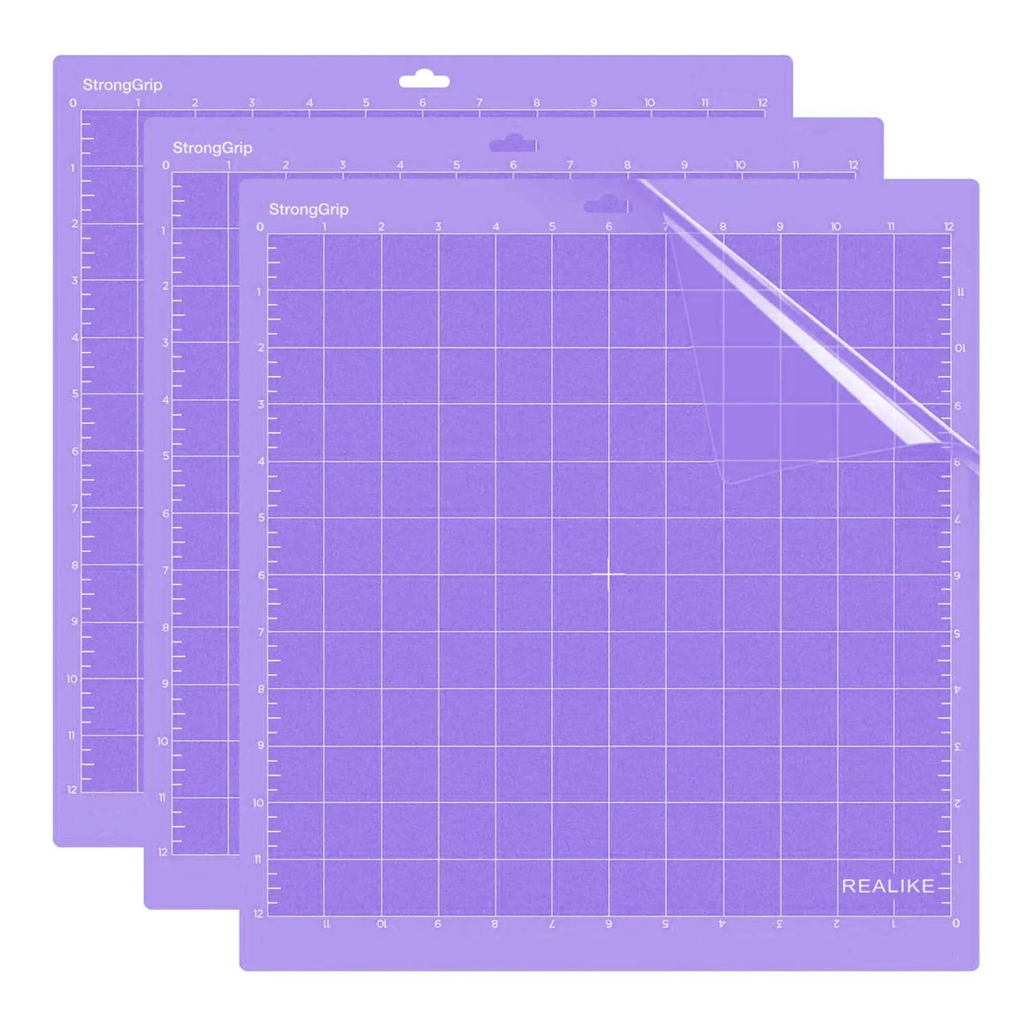 REALIKE 12x12 inch (30.5x30.5 cm) StrongGrip Cutting Mats (3-Pack) | Perfect for Silhouette Cameo Machines - main product image