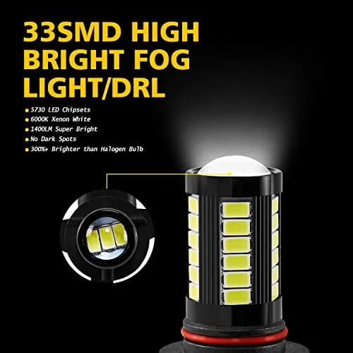 AUXLIGHT H10 9145 9140 9045 9155 9040 PY20D LED Fog Light Bulbs 6000K Xenon White | Super Bright 2800 Lumens, Waterproof IP67 thumbnail 4